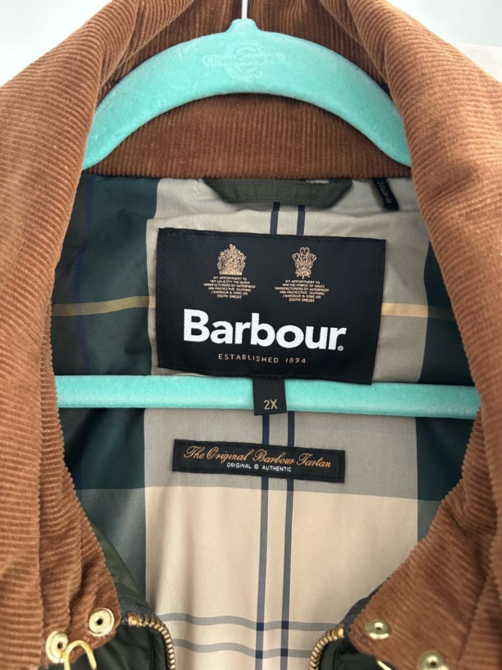 New Barbour green quilted jacket 2X - Picture 4 of 6